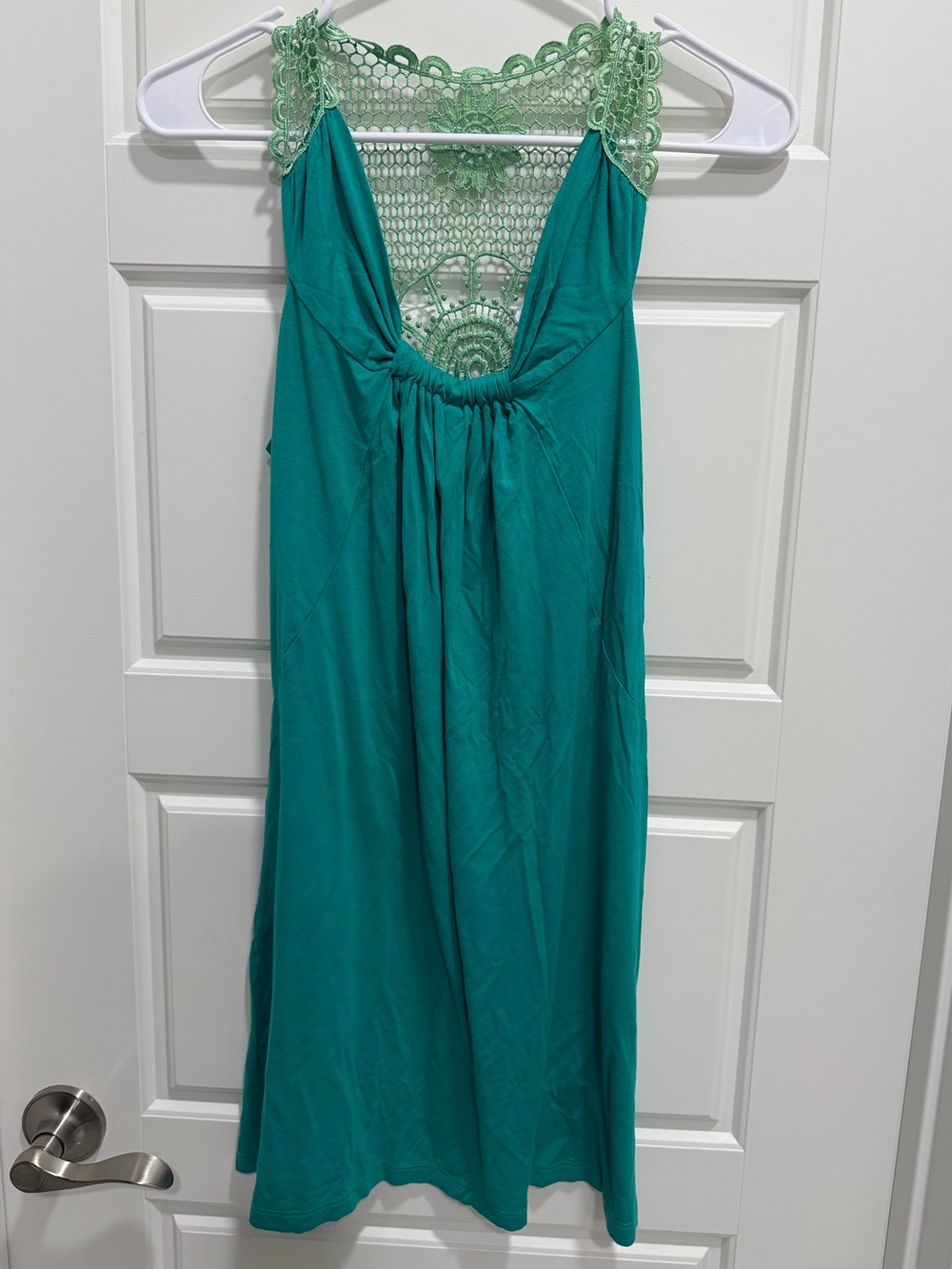 ❤️ Teal Crochet Back Maxi Dress